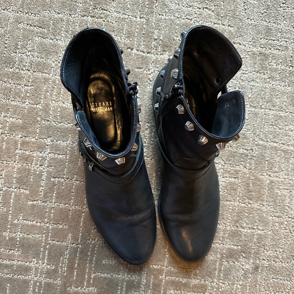 Stuart Weitzman Go West Leather Studded Ankle Boots - Picture 3 of 7